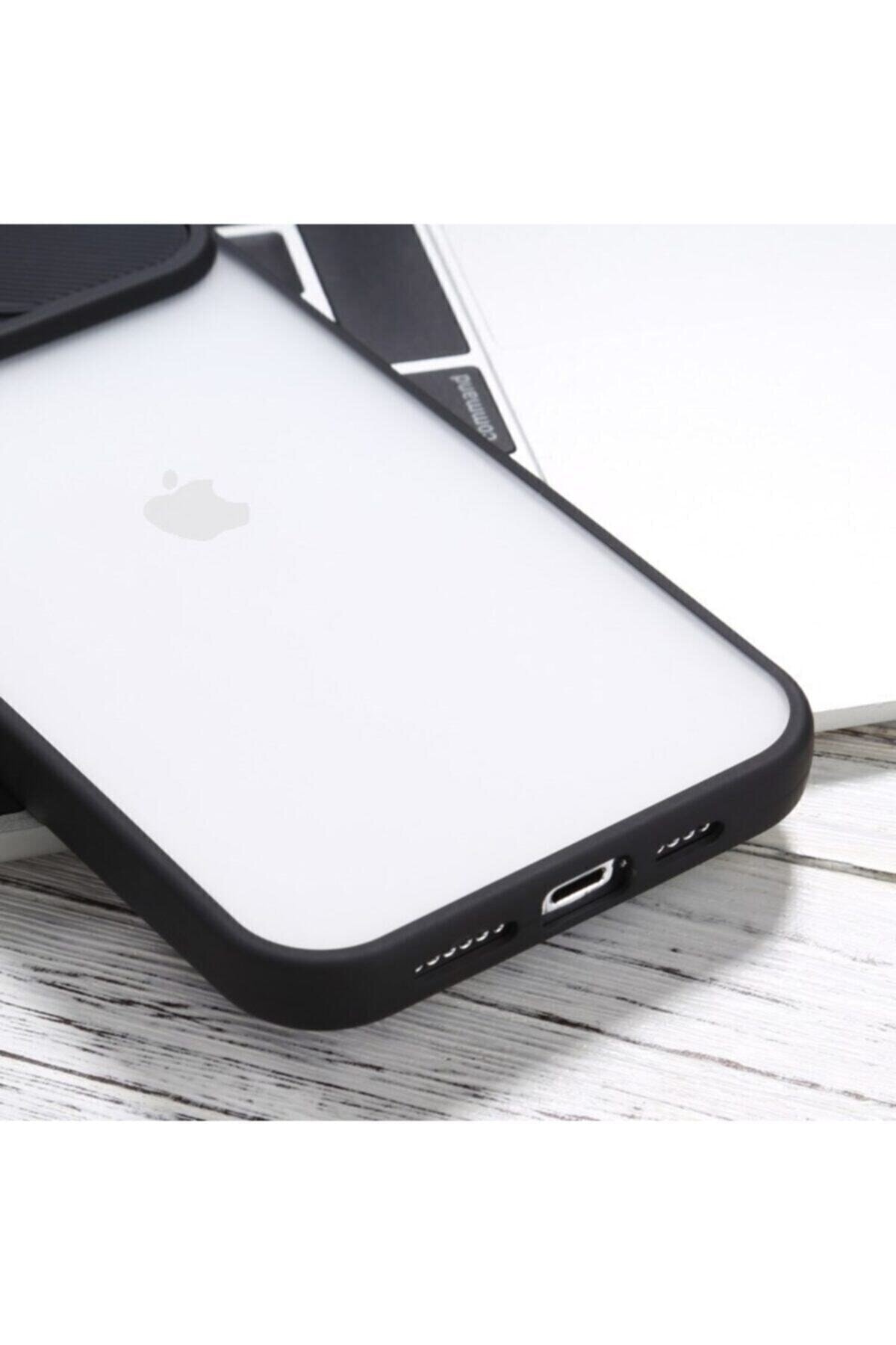 Iphone 11 6.1" Uyumlu Kamera Lens Korumalı Sürgülü Siyah Kılıf